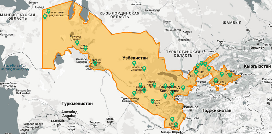 Станции замены в Узбекистане